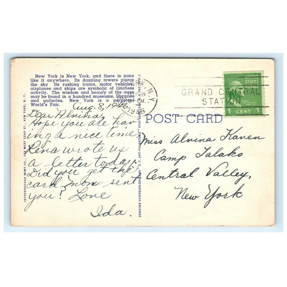 Vintage Postcard Howdy‎ From New York City NY NYC USA Curteich Posted Stamped
